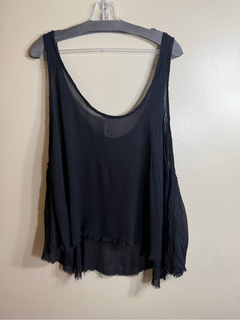 Free People Karmen Tank Black Sheer Gauze Raw Hem Swing Tank M - Picture 7 of 7